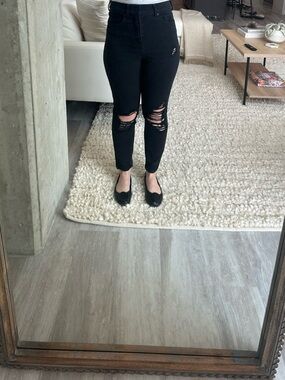 Express High-Rise Black Distressed Skinny Jeans